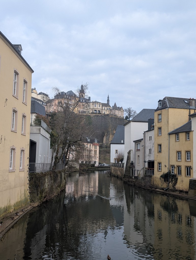 View of the Grund district in Luxembourg from the Pont du Grund